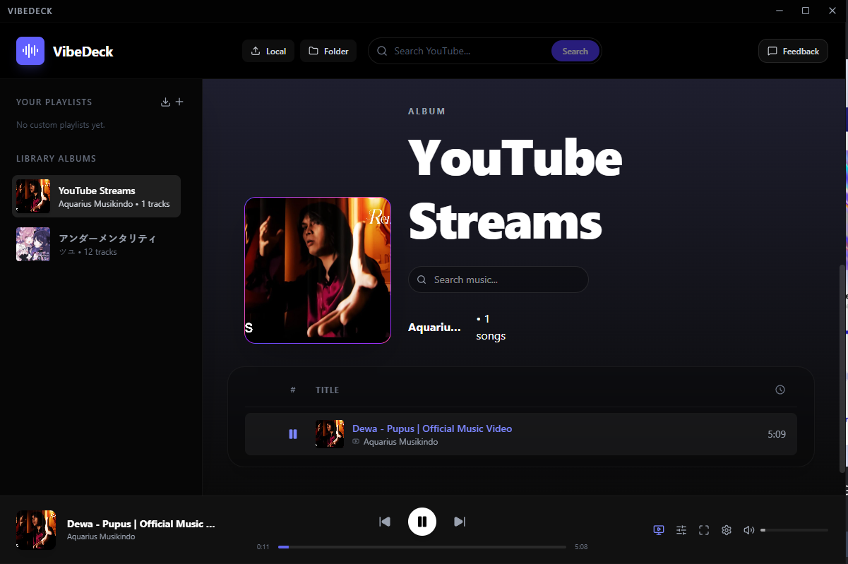 VibeDeck Music Player